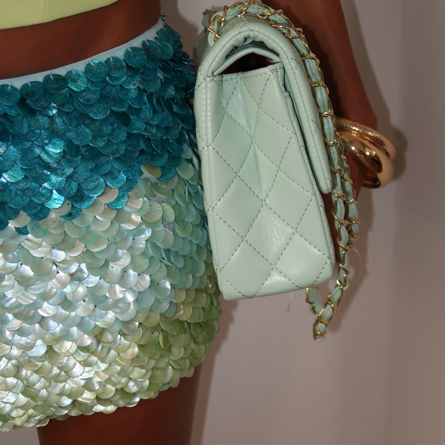 Ombré “Scale “ skirt in Ocean
