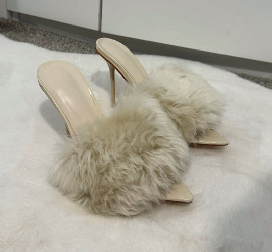 “Cream fur” Heels